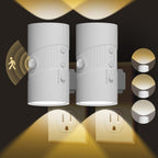 Motion Sensor Light Indoor, Night Lights Plug into Wall, Motion Sensor & Dusk to Dawn Sensor, 3 Light Modes, Dimmable Night Light for Bedroom Bathroom Hallway Kitchen Stairs (White, 2 Pack)