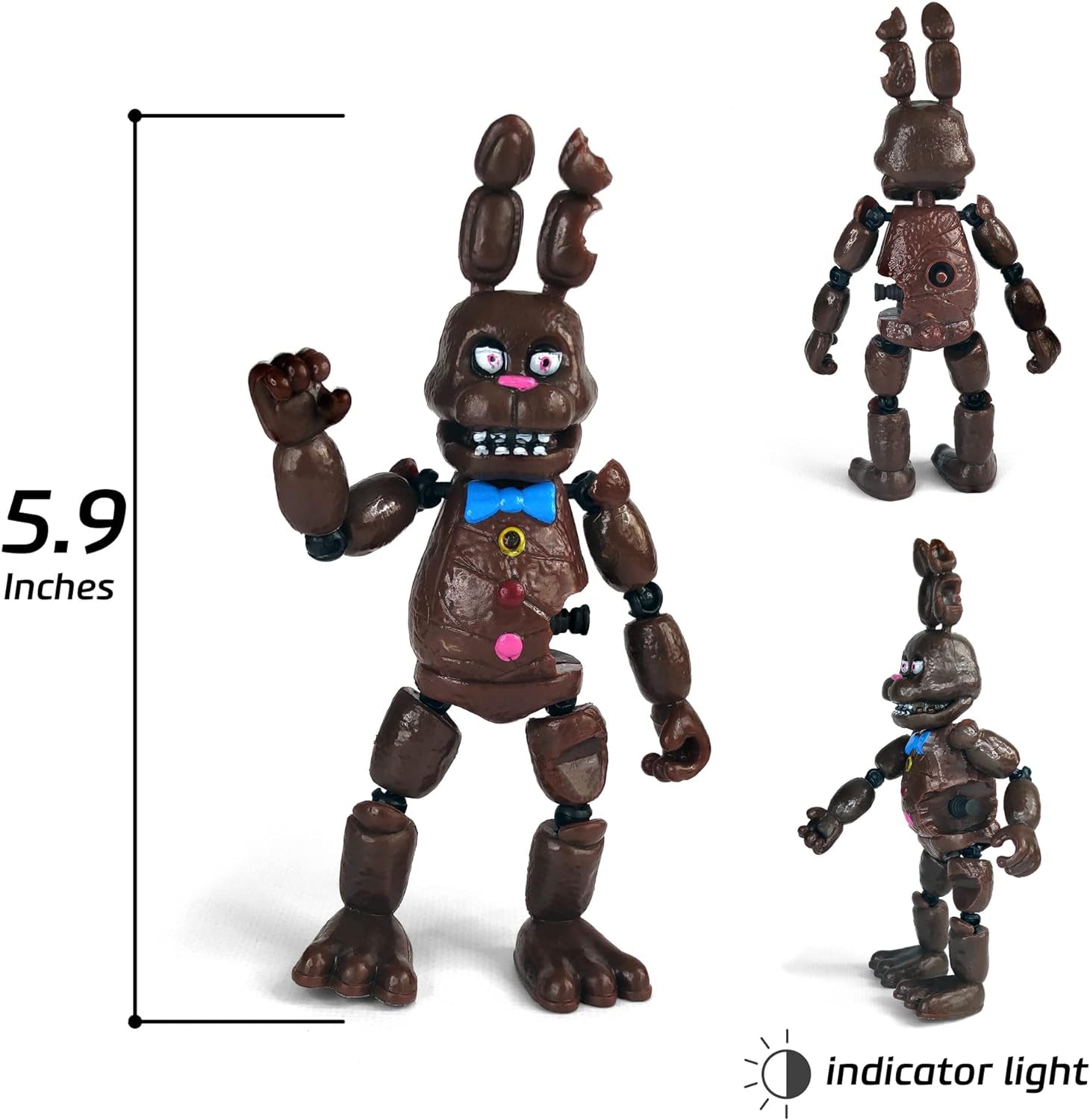 Inspired by Five Nights at Freddys | Chocolate | Freddy'S Action Figures Toys (FNAF) Set of 6 Pcs [Rockstar & Chocolate Freddy, Bonnie, Chica, Easter, Freddy Frostbear]