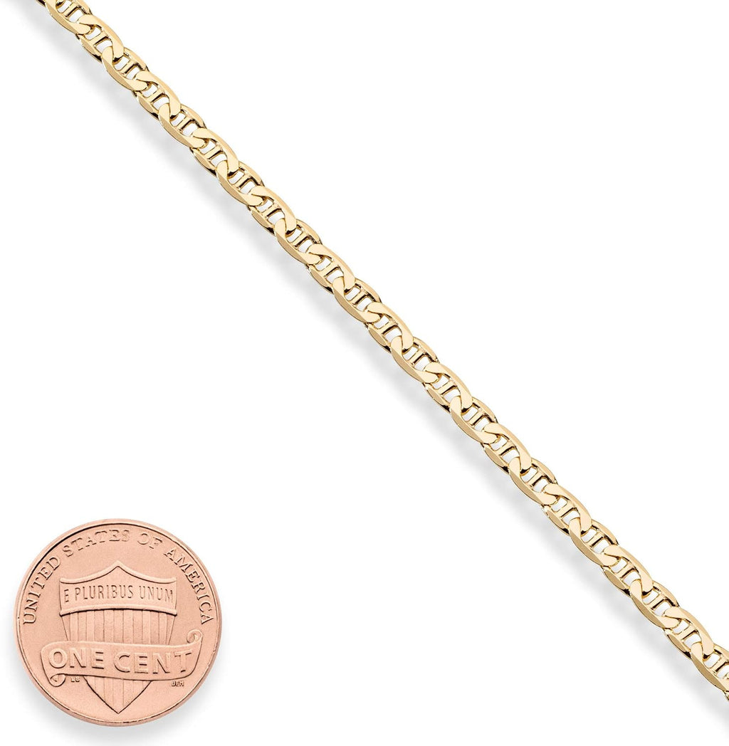 Italian Solid 925 Sterling Silver, 18Kt Gold Plated 3Mm, 4Mm Solid Mariner Link Chain Bracelet for Men Women, Made in Italy