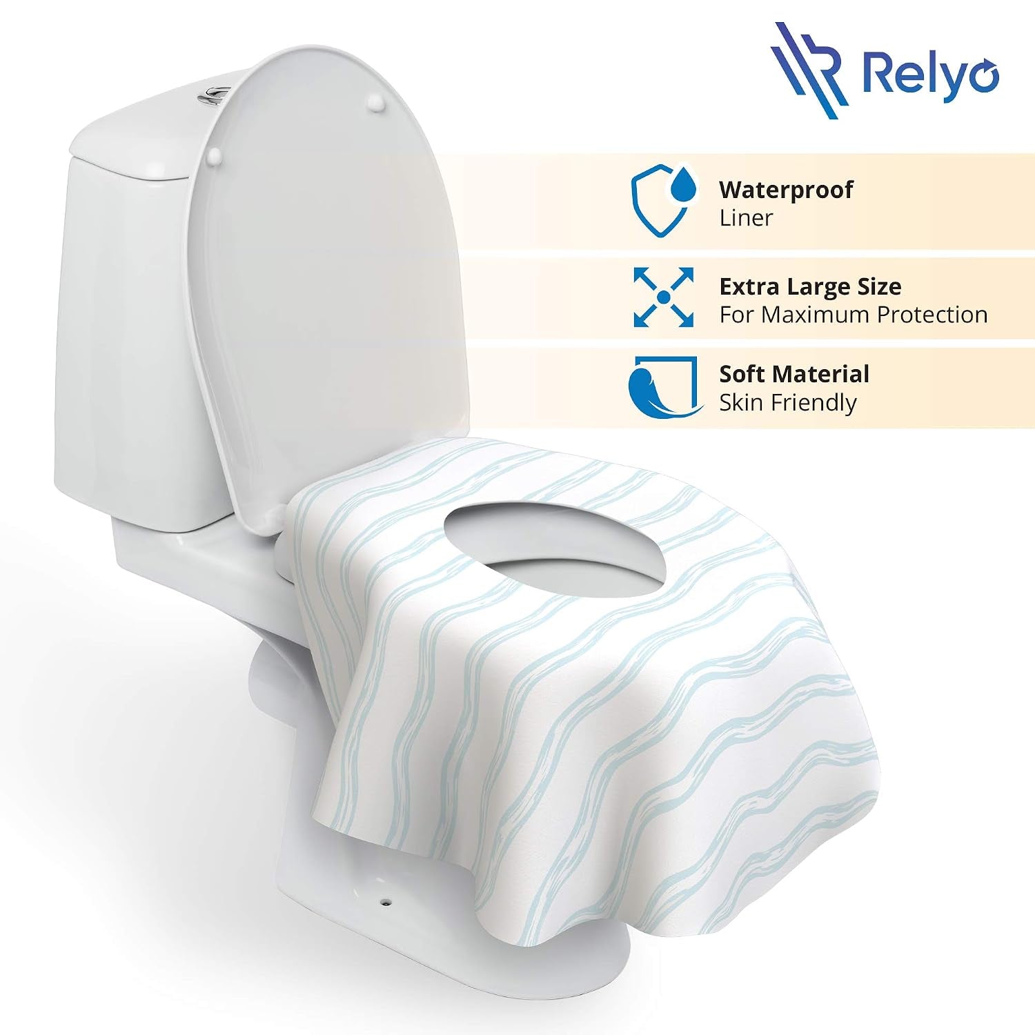 Disposable Toilet Seat Cover for Travel – 20 Pack with Covers Wrapped in Sets of 2, Non-Flushable Liners, Fits Most Seats – Kids, Toddlers, Adults (Waves, 20)