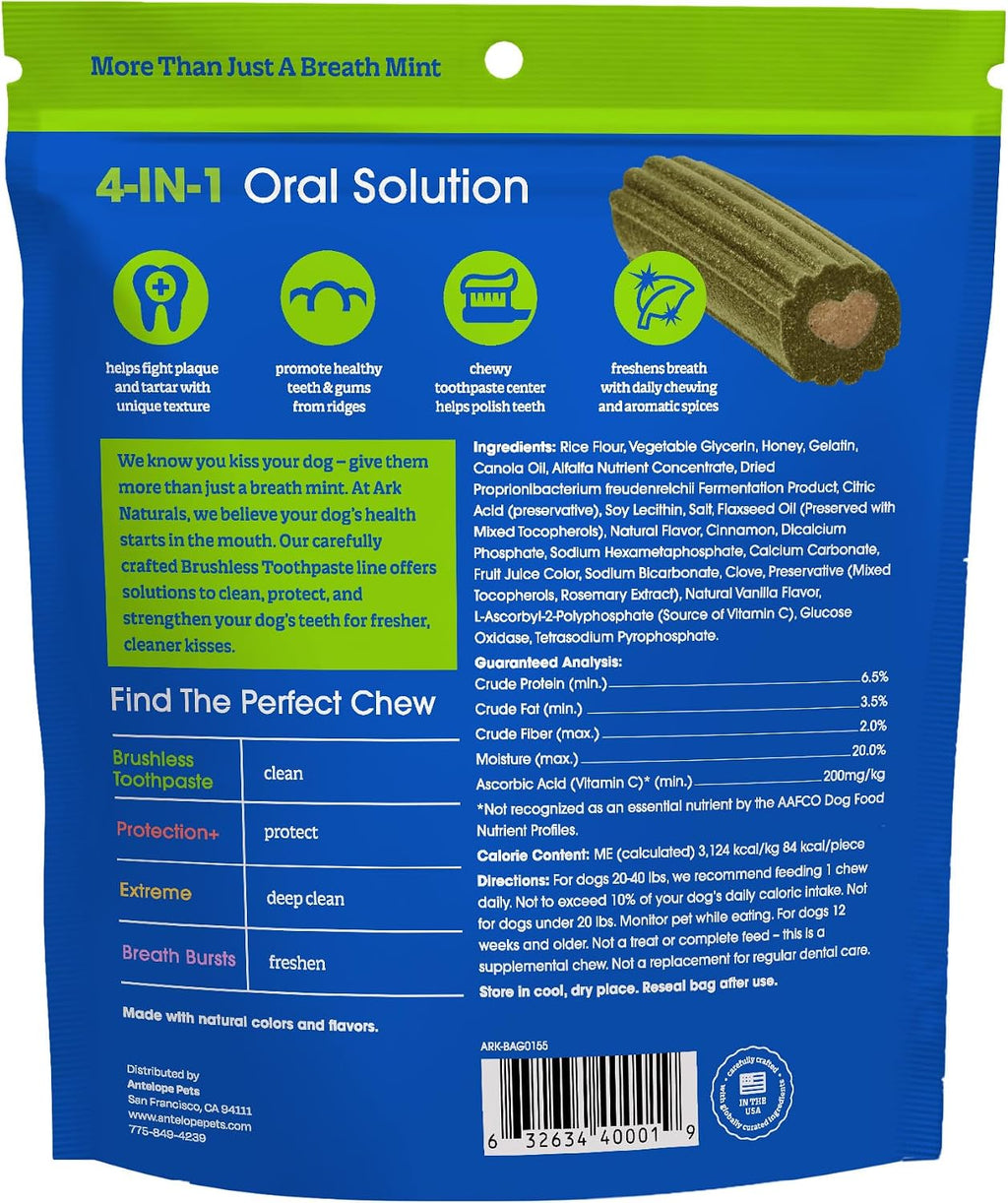 Brushless Toothpaste Dog Dental Chews - Medium Breeds (18 Ct) | Vet Formulated Dog Dental Chew with Toothpaste Center - Freshens Breath, Reduces Plaque & Tartar