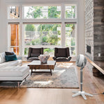 683DC Energy Smart Medium Pedestal Air Circulator Fan with Variable Speed Control,White