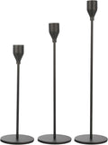 Set of 3 Black Candlestick Holders - Decorative Taper Candle Holders for Home Decor, Wedding, Dining, Party, Anniversary