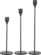 Set of 3 Black Candlestick Holders - Decorative Taper Candle Holders for Home Decor, Wedding, Dining, Party, Anniversary