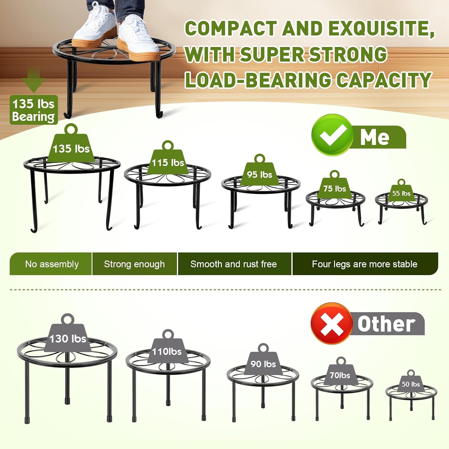 10 Pack Plant Stand, Metal Plant Stands for Outdoor Indoor Plants, Heavy Duty Plant Stands for Multiple Plant, Anti-Rust Iron Plant Pot Shelffor Planter, Potted Plant Holder for Garden Home