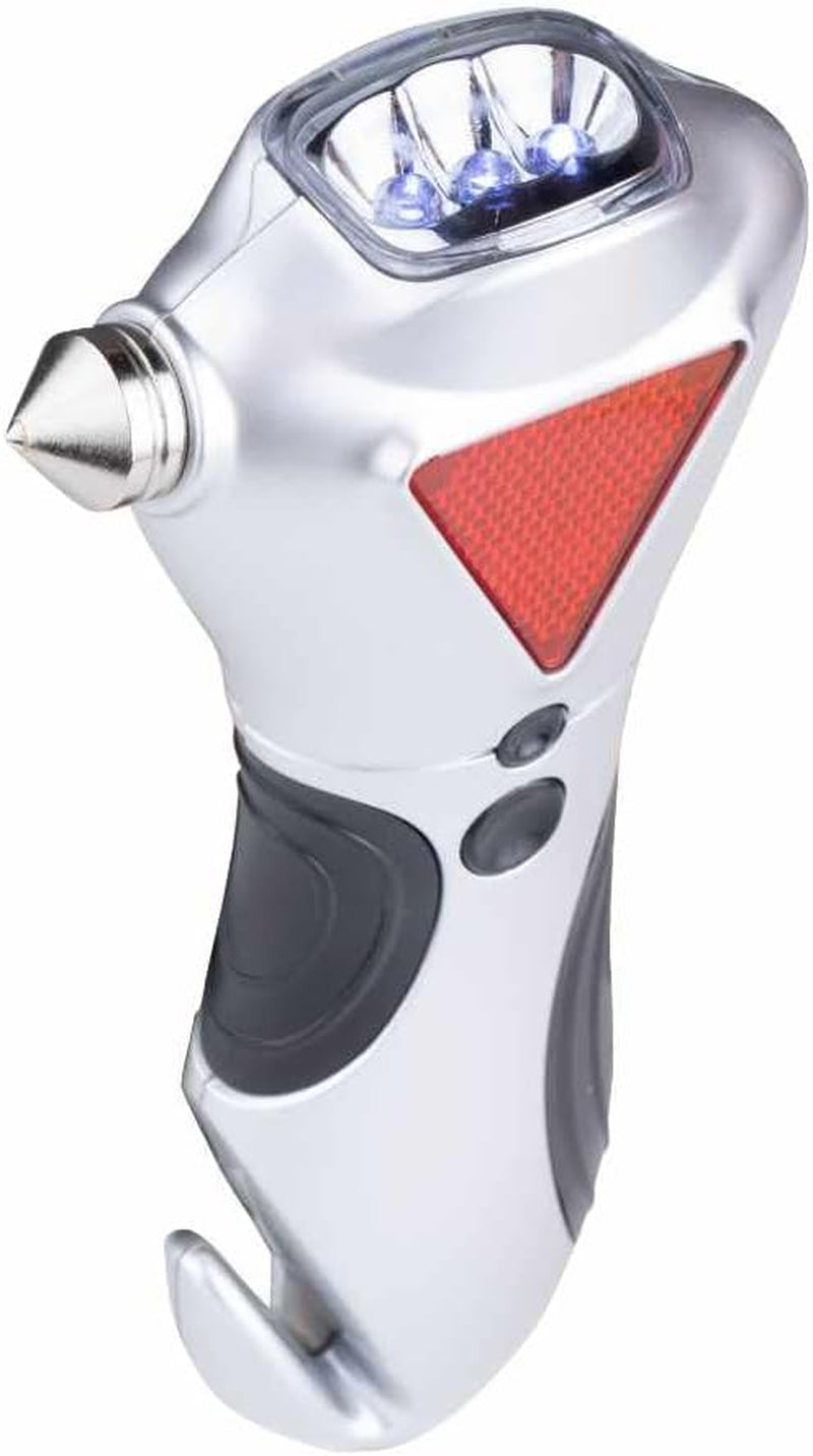 7902 4-In-1 Car Escape Tool - Window Breaker, Seat Belt Cutter, Flashing Hazard Light, LED Flashlight