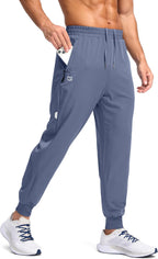 Men'S Joggers with Zipper Pockets Lightweight Athletic Workout Pants Quick Dry Sweatpants for Men Running Hiking