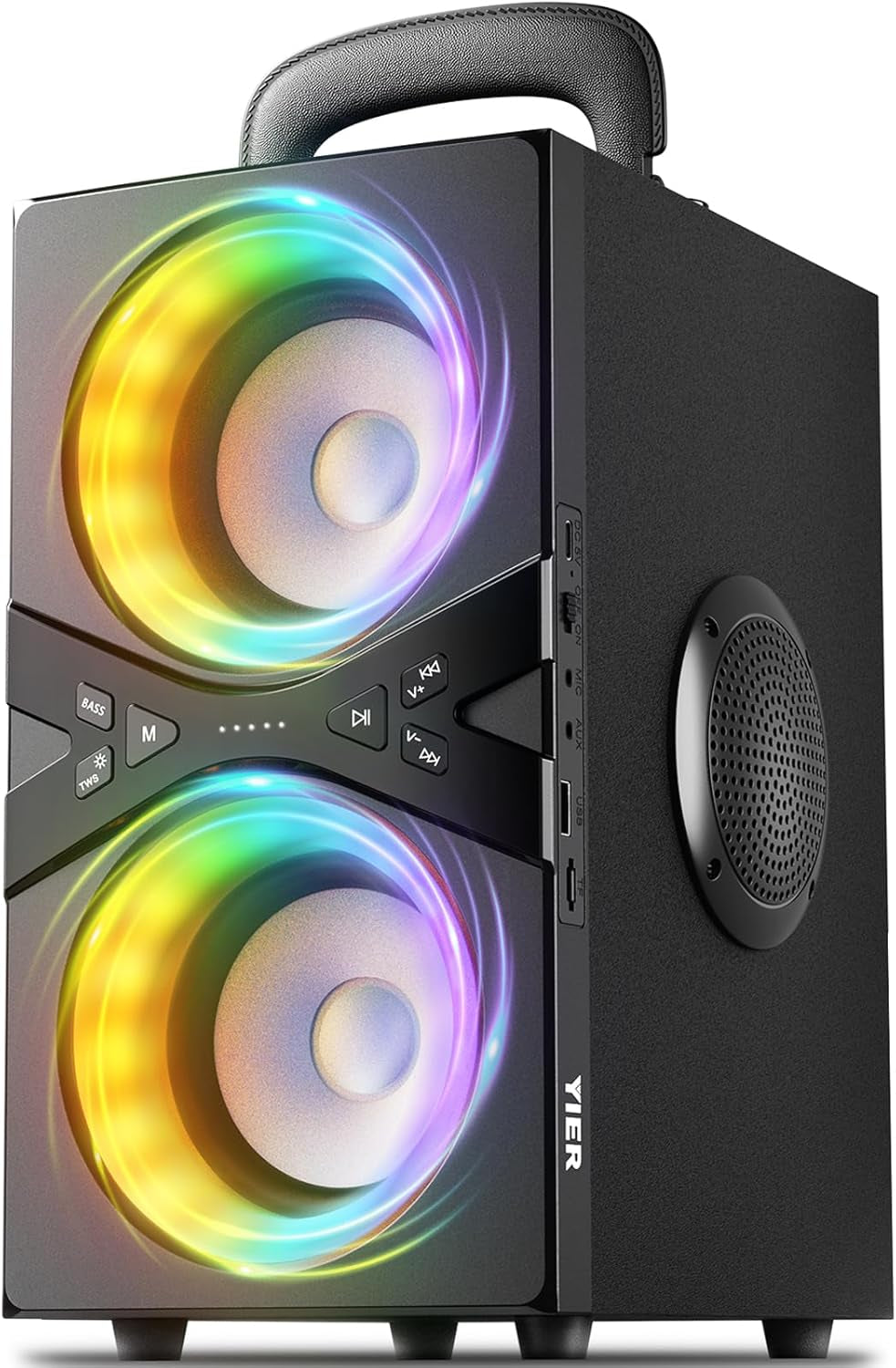 Party Bluetooth Speaker:80W Peak Large Stereo Sound for Outdoor,Deep Bass,Tws,Loud with Lights,Portabe Wireless Big Speakers with Long Playtime,House,Projector,Movie
