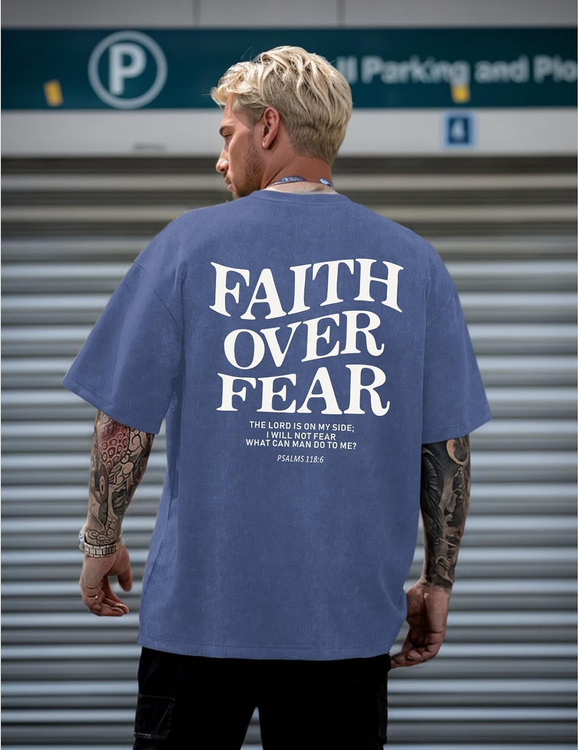 Christian Faith over Fear Shirt for Men Jesus Religious Shirts Oversized Graphic Tees Acid Wash God T-Shirt
