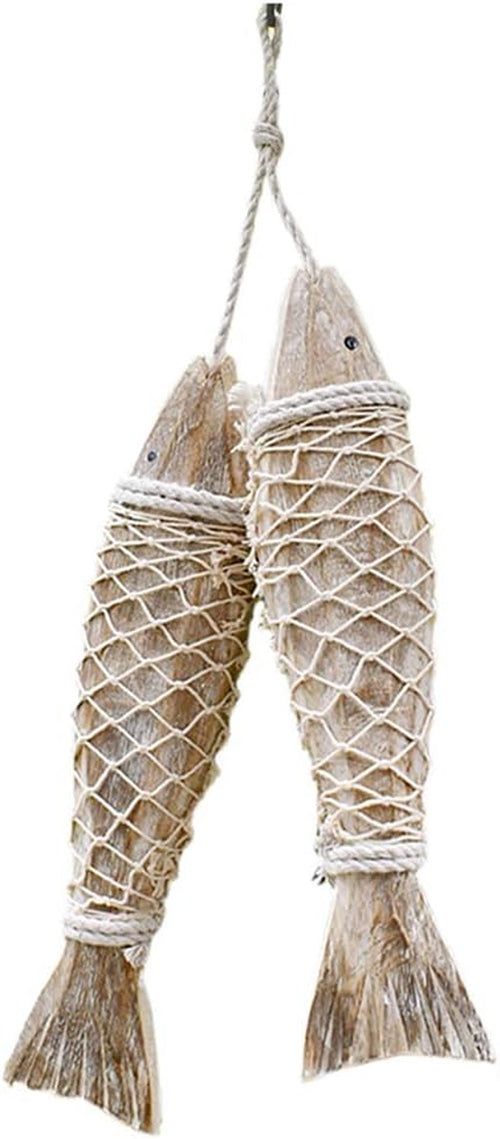Antique Wood Fish Decor Ornament Wall Hanging Wooden Fish Decoration | Home Nautical Theme Decor