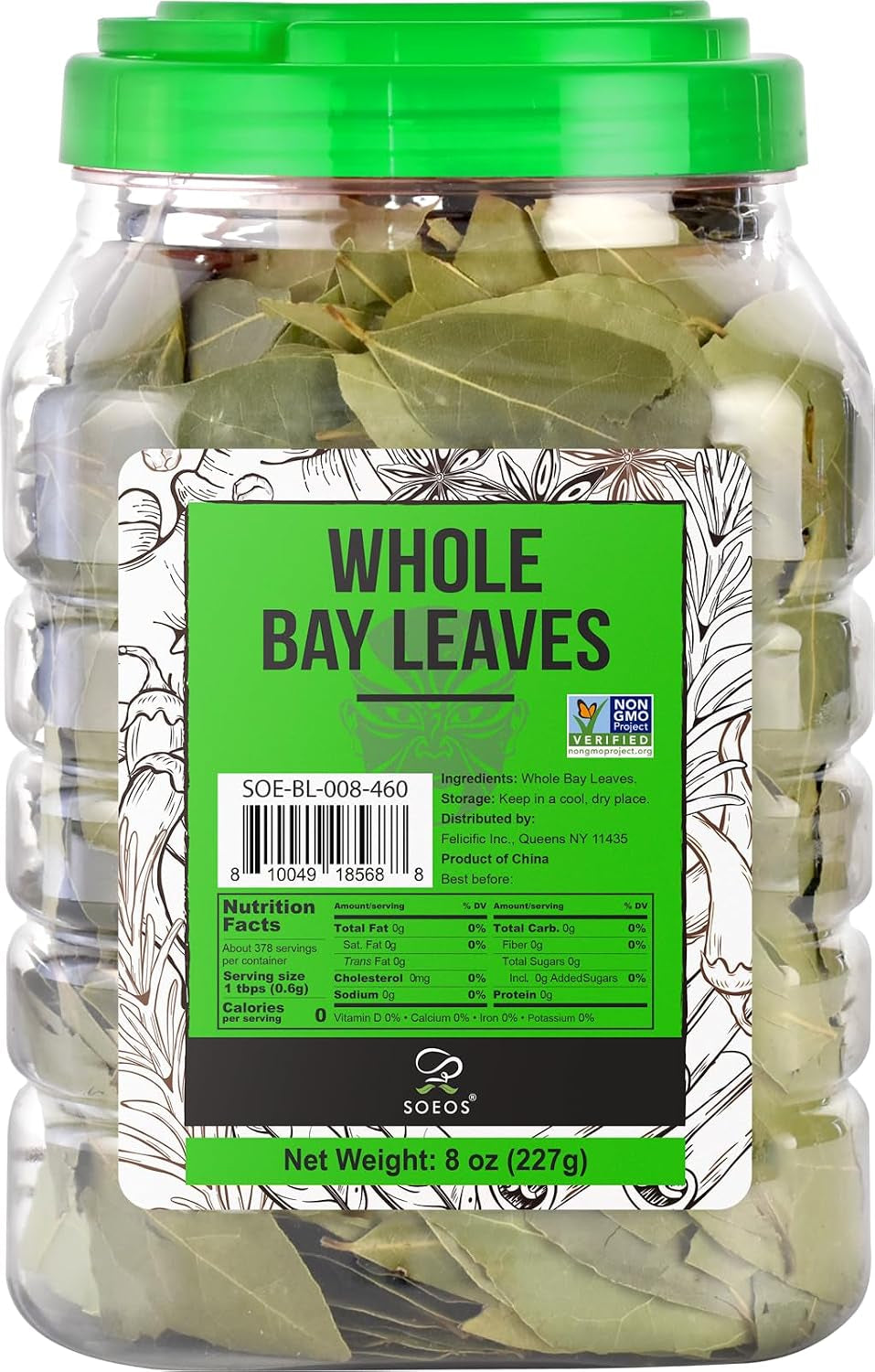 Bay Leaves, 8 Oz (227G), Non-Gmo Verified, Dried Bay Leaf, Freshly Packed to Keep Fresh, Laurel Herbs for Cooking