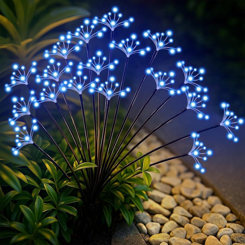 Solar Garden Lights 2 Pack Waterproof Swaying Starburst Light Solar Outdoor Lights for Yard Patio Walkway Pathway Party Wedding Decoration, Unique Gifts for Women, Blue
