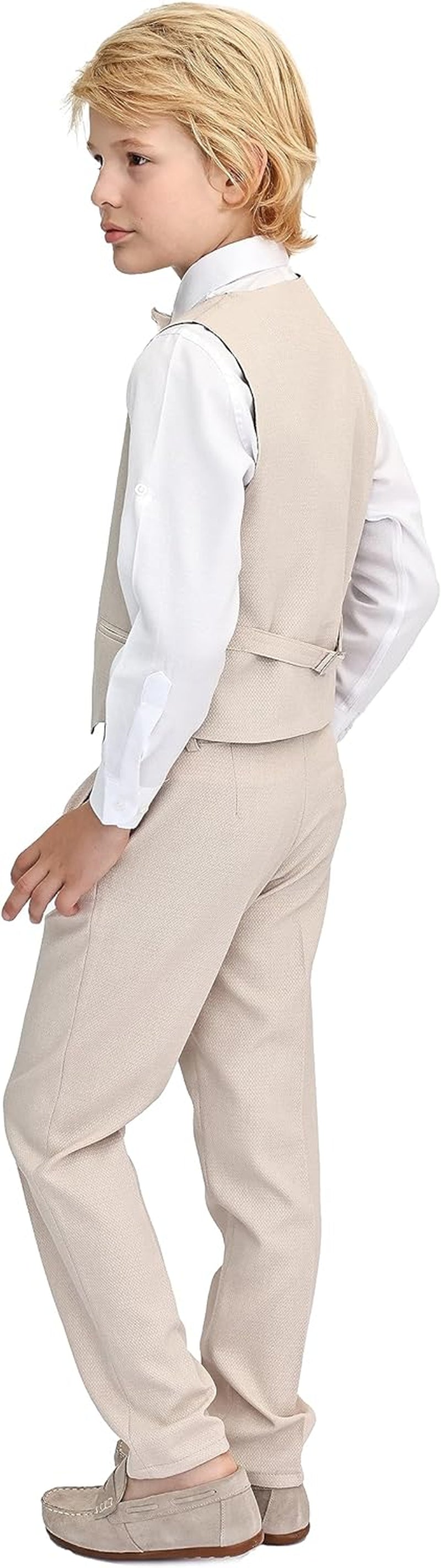 Boys Formal Suit 4 Piece Vest, Pants and Tie Dresswear Suit Set