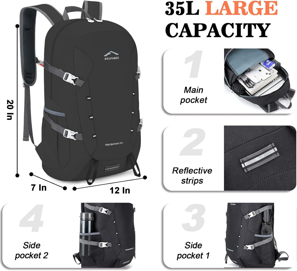 35L Ultra Lightweight Foldable Packable Hiking Backpack | Travel Backpack, Survival Whistle, Water-Resistant, Camping Daypack, Outdoor Sports, 0.88 Pounds, Men & Women