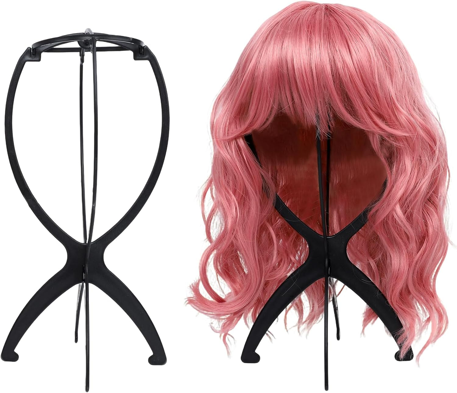 Portable Wig Stand Holder for Multiple Wigs, Black 2 Pack | Stable Tripod Design for Wig Styling, Drying, and Storage. Fits Multiple Wigs Securely