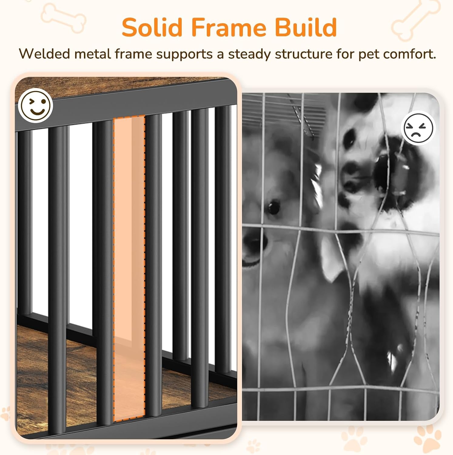 Dog Crate Furniture, Wooden Dog Kennel with Storage, Indoor Pet Crate End Table, Two-Tier Small Dogs House, Chew-Proof, for Living Room, Bedroom, Black and Rustic Brown DC01BR