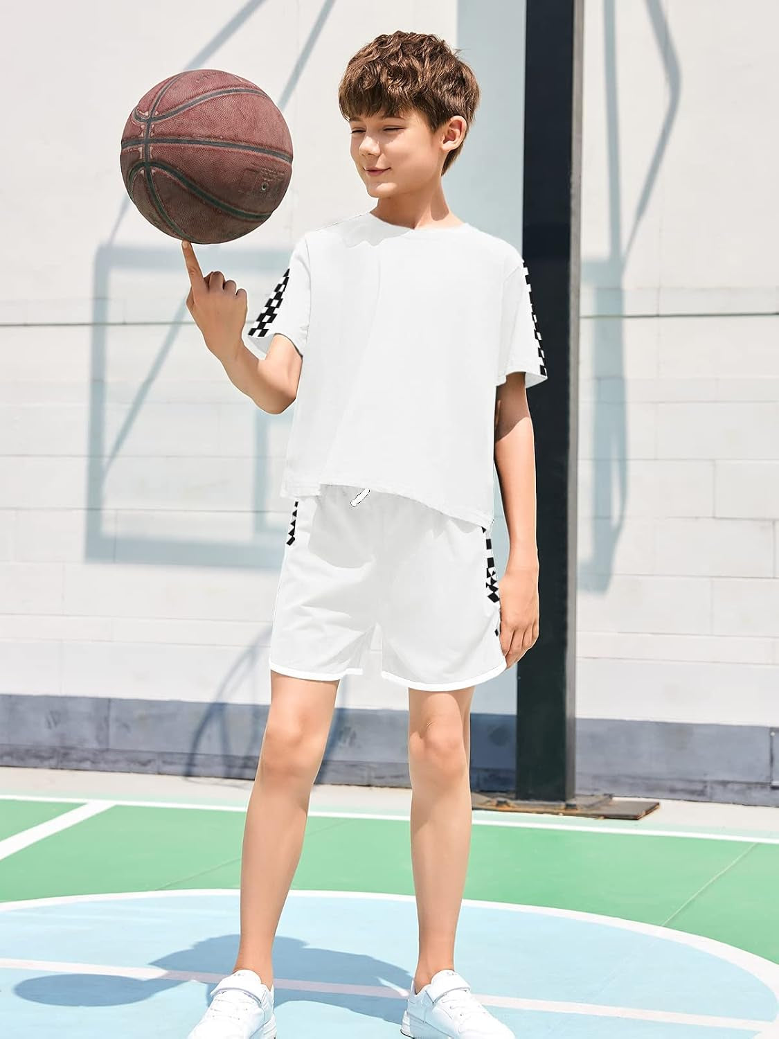 Kids Summer Sport T-Shirt and Shorts Set Plaid Print Clothing Sets Tracksuit
