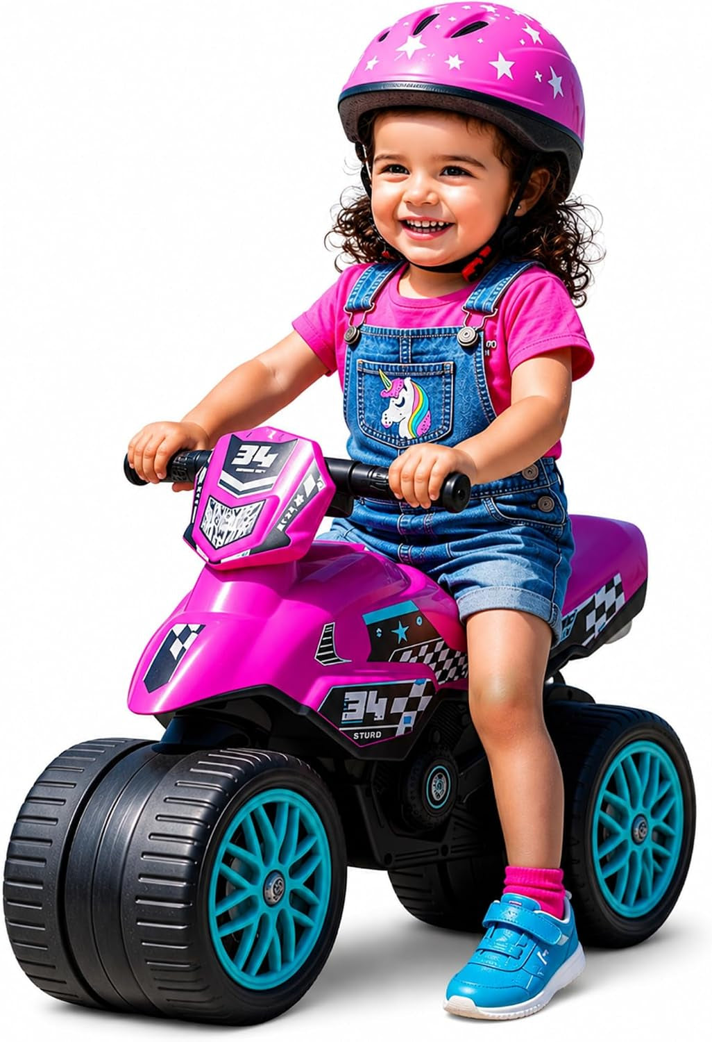 Kids Motorcycle Balance Bike - Toddler Ride on Toys W/Sounds, Wide Wheel Base, Rubber Coated Wheels, Foot to Floor Toddler Car up to 44 Lbs, Motorbike for Kids Ages 18 Months to 3 Yrs, Pink
