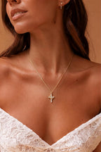Upgraded Crown Cross Necklace for Women, 14K Gold Plated | Non-Tarnish Dainty Christian Faith Pendant for Gifting, First Communion, Baptism, Birthdays and Everyday Wear