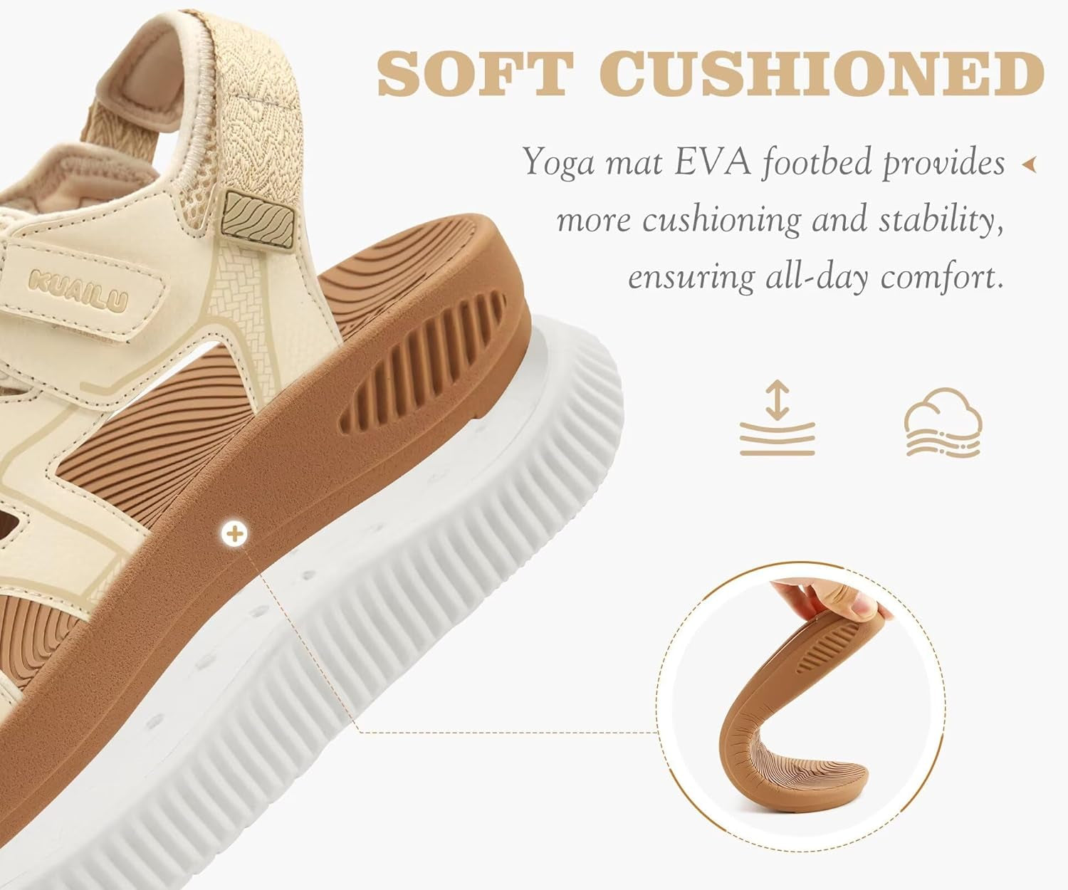 Womens Orthopedic Walking Sandals Comfortable Plantar Fasciitis Arch Support Sport Recovery Thick Cushion Closed Toe Hiking Sandal Adjustable Strap Casual Travel Beach Outdoor Sandles