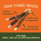 Duck 'N Hide Twists - Duck Wrapped Rawhide Natural Dog Treats, Small, 1 Pound (Pack of 1)