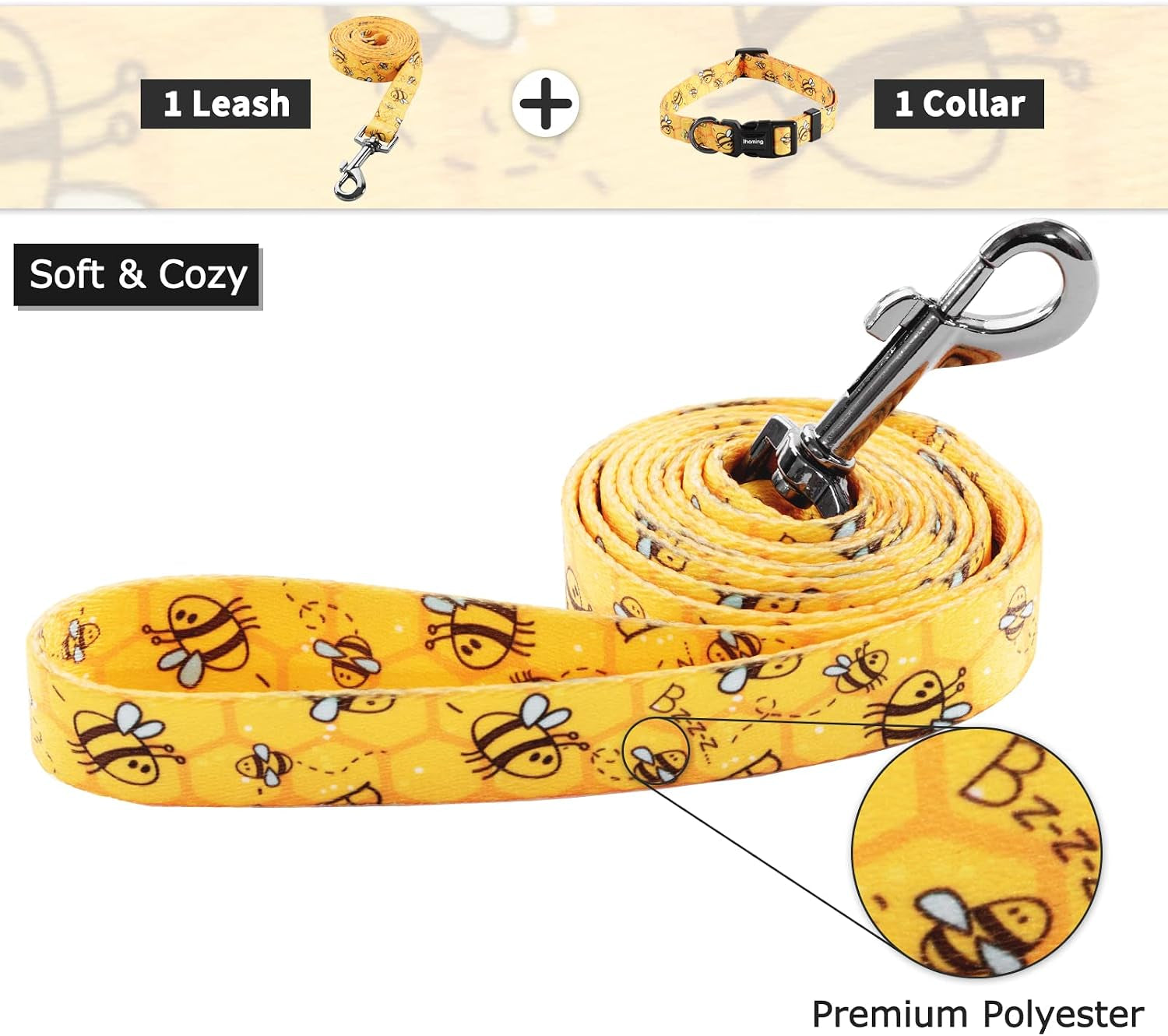 Dog Collar and Leash Set for Small Dogs & Cats, up to 20 Lbs | Soft Splicing Design, Adjustable Durable Pet Collar Leash for Everyday Walks, Training, and Outdoor Activities