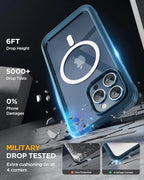 Magnetic for Iphone 15 Pro Max Case 6.7'' [Compatible with Magsafe] Full-Body Drop Proof Bumper Phone Case for Iphone 15 Pro Max with Built-In 9H Tempered Glass Screen Protector,Blue