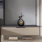 Home Decor Modern Abstract Art Ceramic Statue Table Decor (Large) | Modern Aesthetic Ornament, Decorative Accent for Dining Room Living Room Office Centerpiece (Black and Gold)