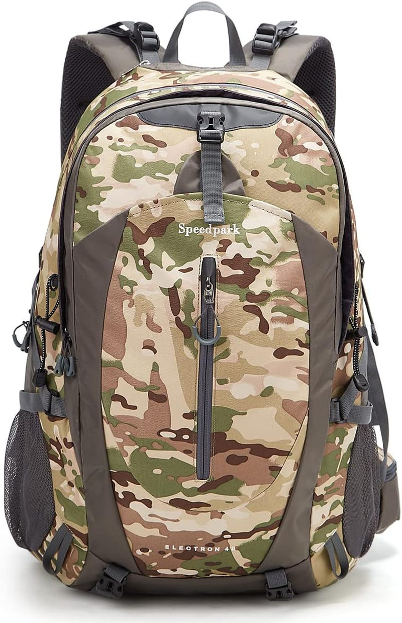 40L Hiking Backpack, Lightweight Camping Daypack with Rain Cover | Water-Resistant Rip-Stop Nylon, Multi-Pockets, Survival Whistle. Ideal for Men, Women, Travel, Trekking