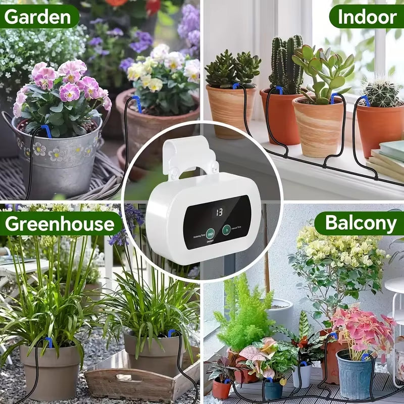 USB Drip Irrigation System Automatic Watering System with Custom Schedule Watering Timer for Potted Plants Indoor Watering