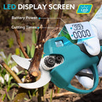 Electric Pruning Shears Cordless for Gardening - 1.2" Cutting Diameter Battery Powered Pruner with LCD Display & 2 Rechargeable Batteries, Brushless Power Pruner Heavy Duty for Tree Branch