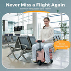 Electric Suitcase 20Inch Rideable Luggage Boardable Luggage Carry on Luggage with Night Light, Cup Holder (Pink)