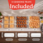 Air Fryer French Door Toaster Oven - 6-Slice Capacity, LED Display with 14 Cooking Presets, Stainless Steel