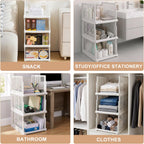 5Pack Upgraded Stackable Pull Out Closet Drawers | Reinforced Plastic, Smooth Sliding Stackable Pull-Out Access, anti Tipping Foldable Storage Containers for Bedroom & Office