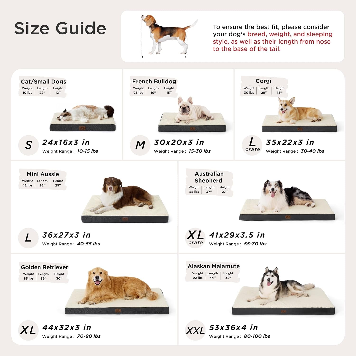 Bedsure Washable Dog Bed Medium Size Dog with Comfy Sherpa, 30X20In Grey | Orthopedic Egg Crate Foam,Comfort Support Flat Rectangle Pet Mat,Non-Slip Bottom,Removable Cover,For Medium Pet up to 30 Lbs