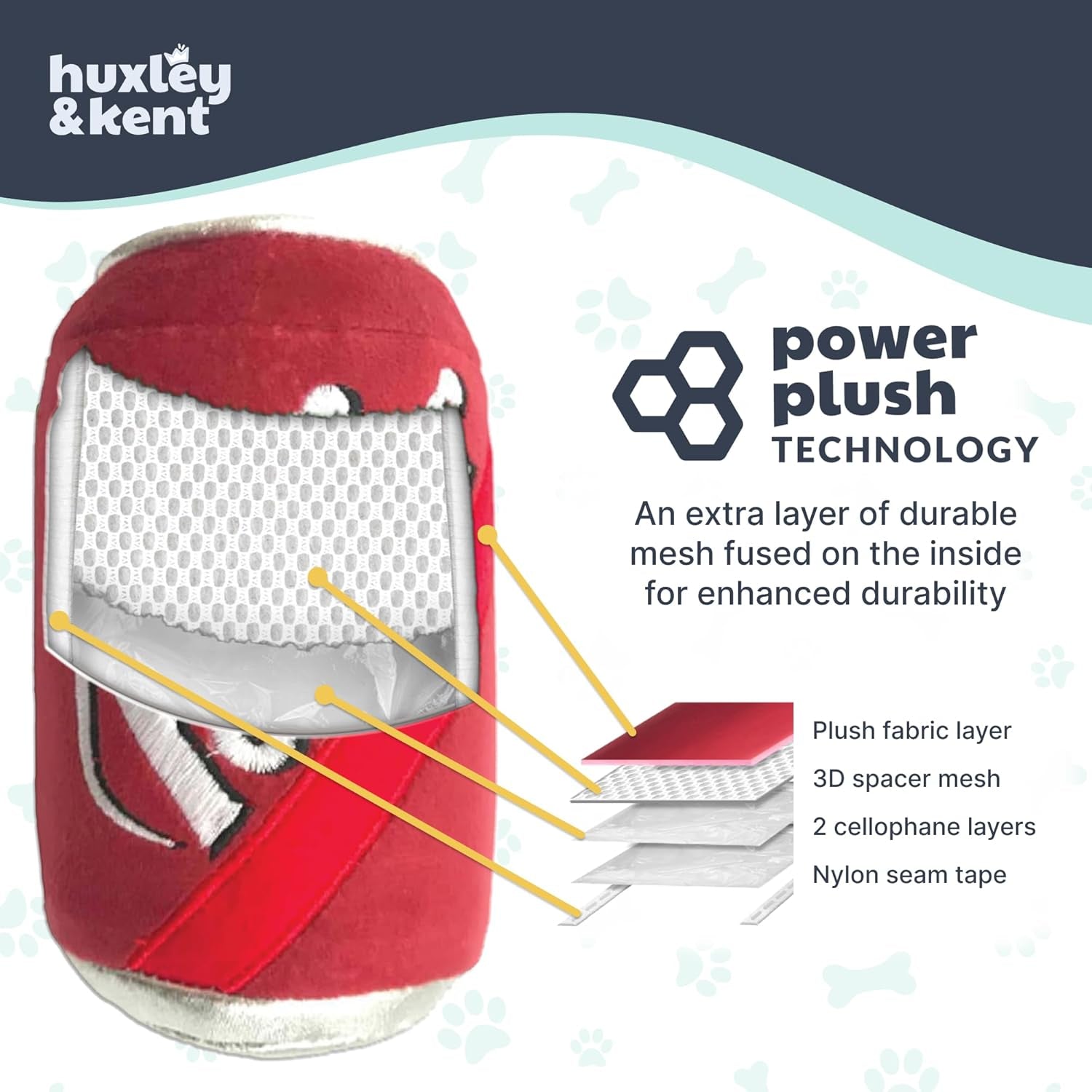 Power Plush Squeaky Dog Toy, Barker'S Mark, Large | Built in Squeaker & Crinkle, Reinforced Mesh Lining, Machine Washable, Soft for Puppies, Seniors & Light Chewers