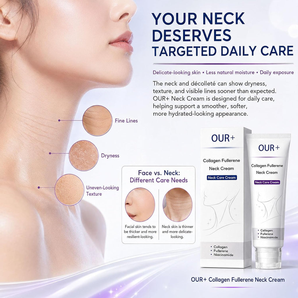 Neck Cream, Collagen Fullerene Neck Care Cream with Niacinamide, Lightweight Moisturizing Cream for Neck and Jawline Skin Care, Smooth Non-Greasy Texture, for All Skin Types (1)