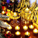 48 Pcs Flameless LED Tea Lights Gold Black Glitter Electric Fake Candles for Centerpieces Battery Operated Anniversary Decorations Romantic Winter Decor for Wedding Festival Christmas Birthday