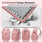 Lunch Backpack for Women,15.6 Inch Laptop Backpacks for Womens Back Pack, Travel Backpacks,Work Backpack for Women (Pink)