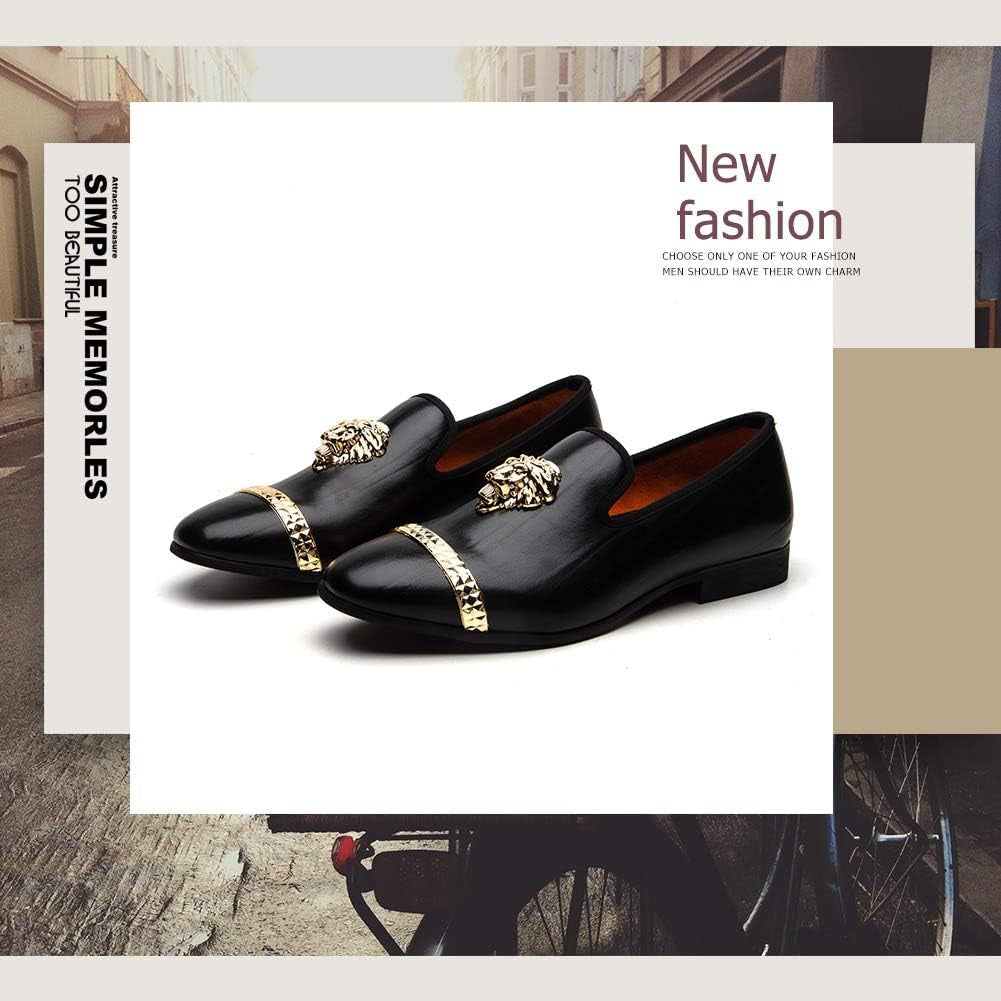 Black Leather Loafers for Men - Breathable, Flexible Slip on Mens Shoes - Perfect Party, Wedding, Birthday Mens Dress Shoes - Comfortable Rubber Sole Shoes for Men