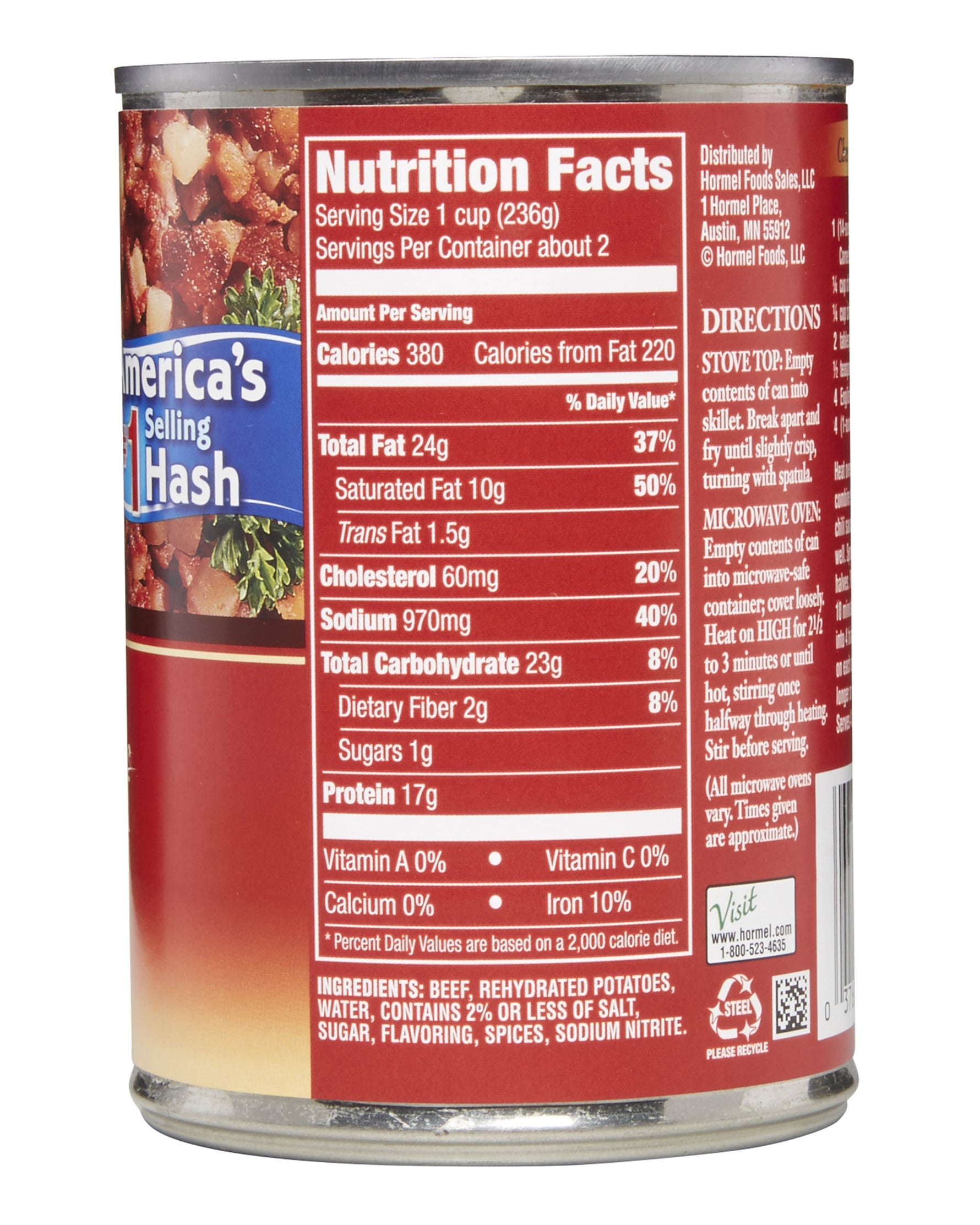 4-Pack HORMEL  Corn Beef Hash, Canned Corned Beef, Shelf Stable, 14 Oz Steel Can