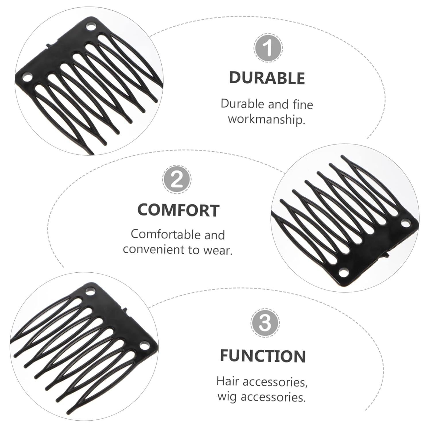 Wig Net Cap Clip Comb Plastic Hair Clips for Wigs 7-Tooth Secure Fixing Accessories with Wig Caps Clips for Comfortable Styling