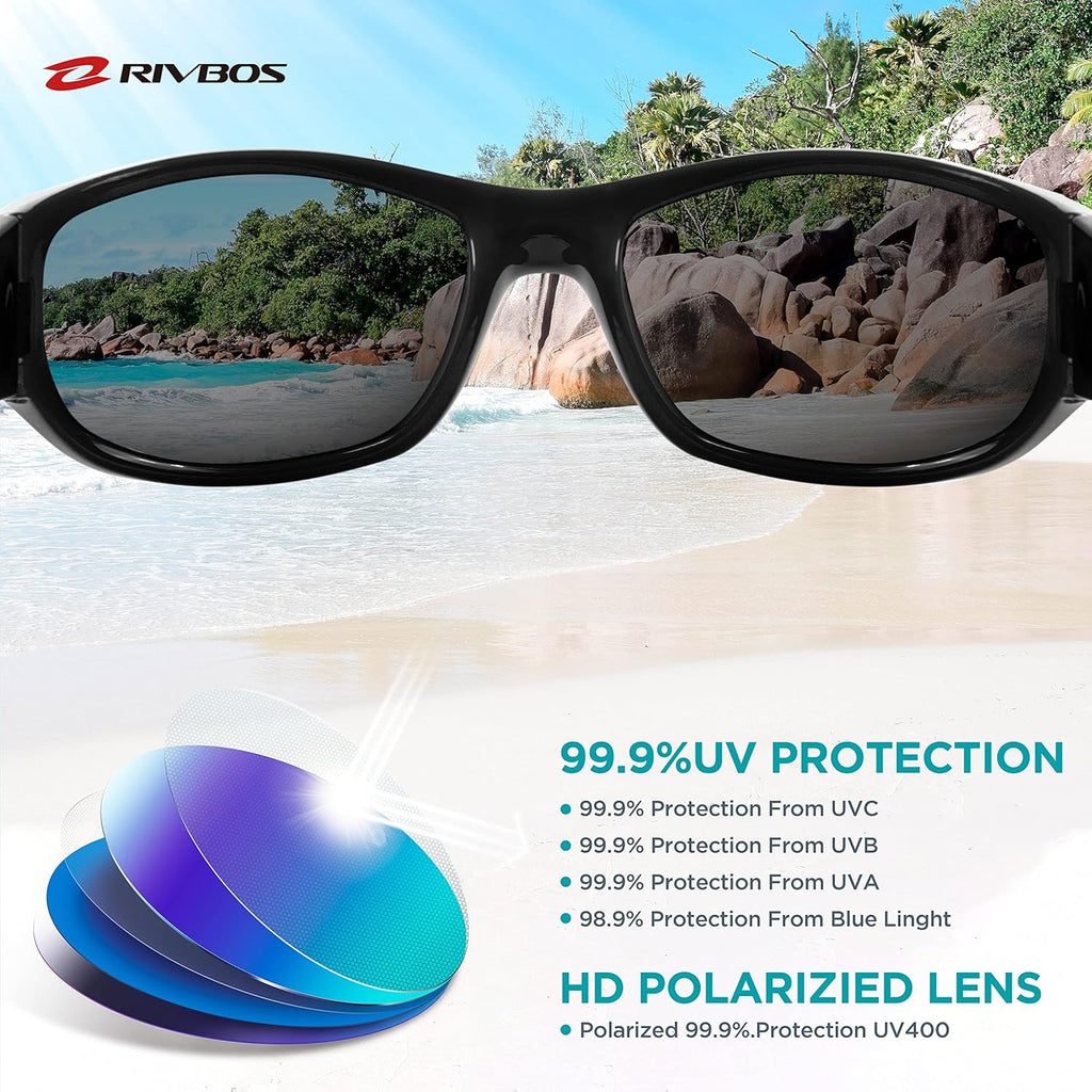 Kids Sunglasses Polarized UV Protection Flexible Rubber Glasses Shades with Strap for Boys Girls RBK037