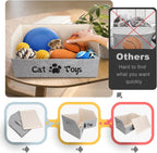 2X Thicker Large Cat Toy Bin Collapsible Cat Toy Box Sturdy Cat Toy Basket Kitten Toy Storage Bed for Organizing Cat Toys Treats Clothes and Accessories (Grey)