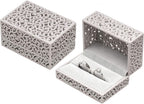 Hollow Velvet Ring Box Velvet Jewelry Box for Rings Couple Double Ring Bearer Box Engagement Gift (Gray)
