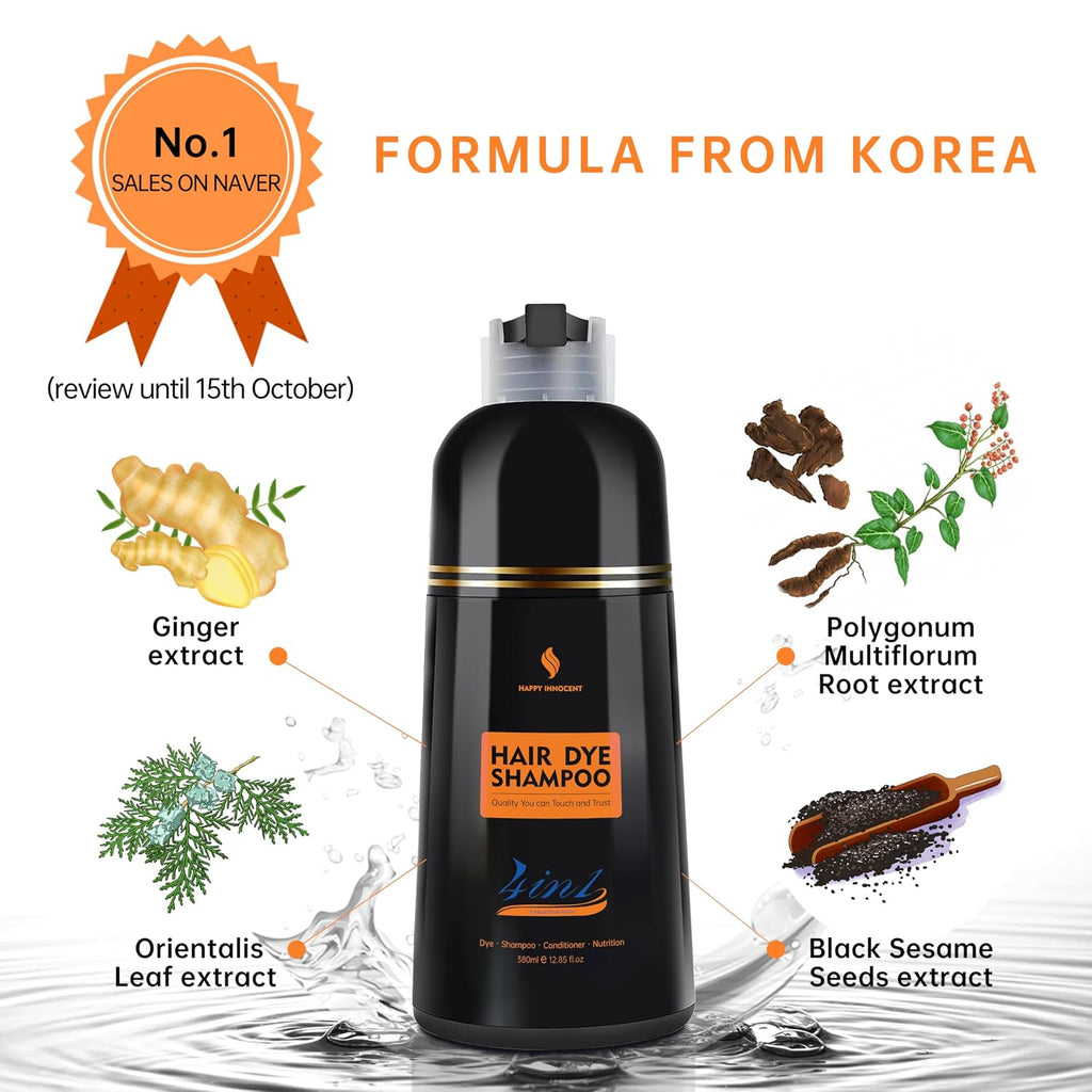 Hair Dye Shampoo for Gray Hair-Chestnut Brown Hair Color Shampoo,4 in 1 Easy to Use Natural&Long Lasting Looking Ammonia Free
