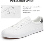 Mens White Tennis Shoes PU Leather Sneakers for Men | Water Resistant,Slip Resistant,Easy Clean,Easy Match,Soft