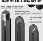 Eyebrow Kit for Men, 17 in 1 Tweezers for Women Facial Hair, Hair Scissors with Comb, Eyebrow Trimmer, Brow Brushes, Hair Tools Travel Bag, Professional Grooming Tweezer for Men