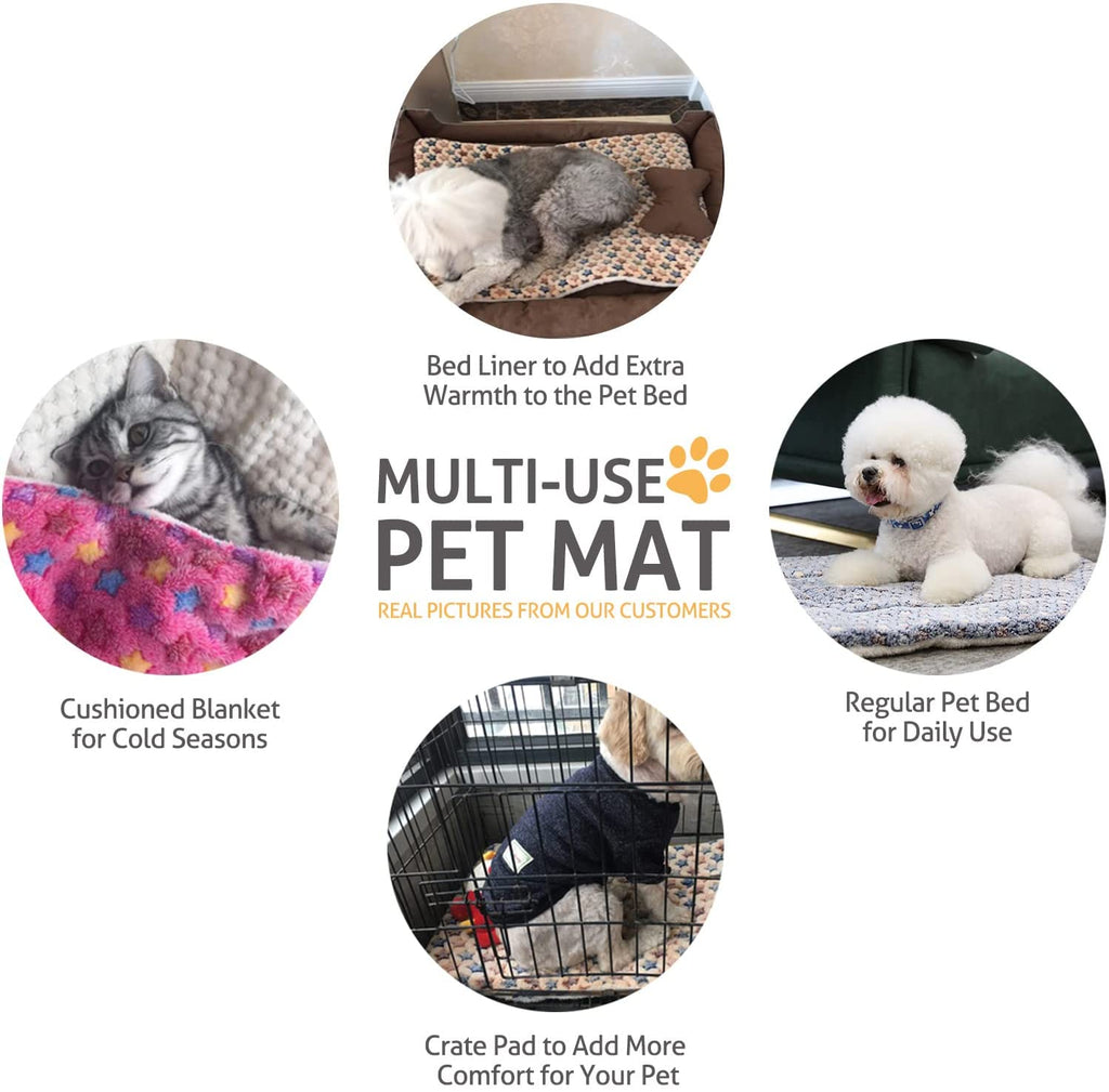 Dog Bed Crate Pad Ultra Soft Pet Mat Star Print 22 Inch Brown | Washable Crate Mat for Large Medium Small Dogs, Reversible Fleece Dog Crate Kennel Mat Flat Cat Bed Liner