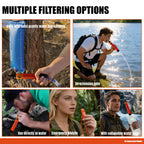 High-Capacity Survival Water Filter Straw Kit with Emergency Whistle, Lightweight Reusable Portable Water Straw for Camping, Hiking, Backpacking & Emergency Preparedness(1 Pack)